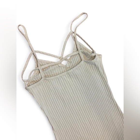 Beige Ribbed Maxi Dress - Picture 4 of 4